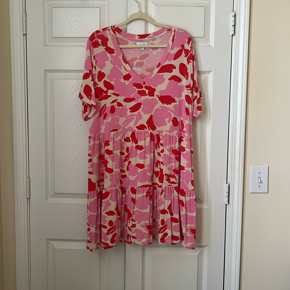 MudPie Tammy Tiered pink ruffle dress
